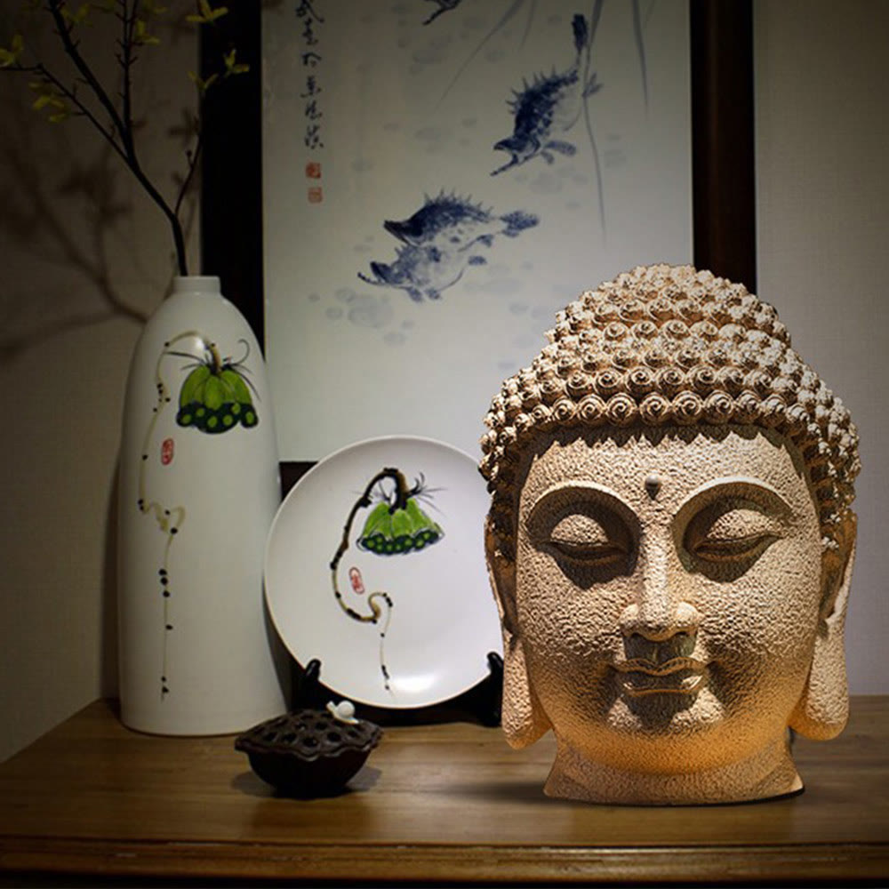 Statue de Bouddha méditant aux yeux fermés en résine - 42 cm