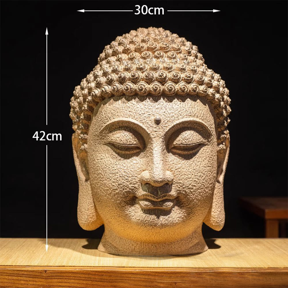 Statue de Bouddha méditant aux yeux fermés en résine - 42 cm