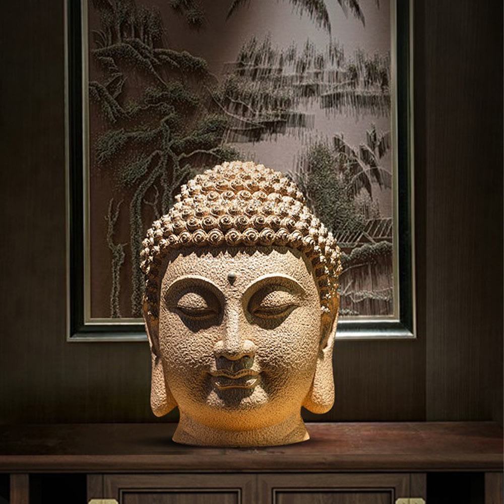 Statue de Bouddha méditant aux yeux fermés en résine - 42 cm