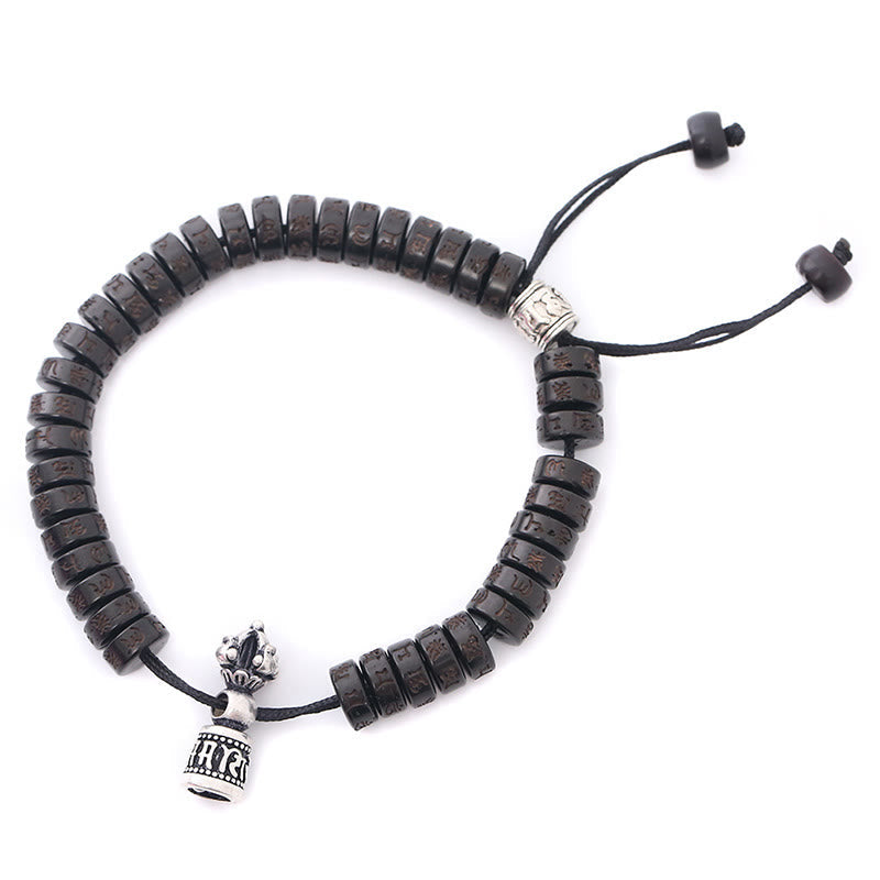 Bracelet du bonheur Om Mani Padme Hum en coquille de noix de coco
