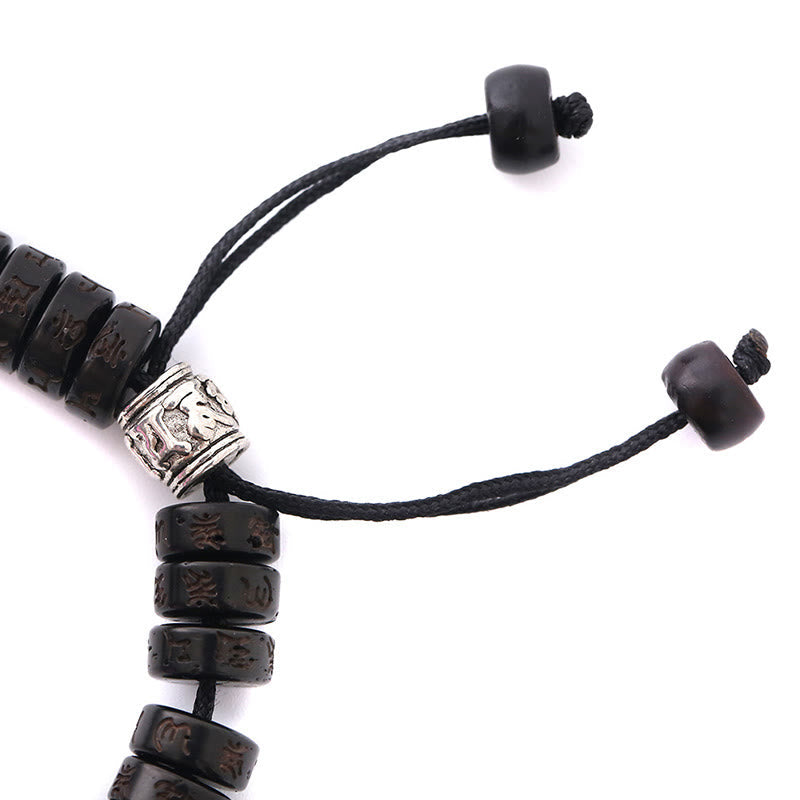 Bracelet du bonheur Om Mani Padme Hum en coquille de noix de coco