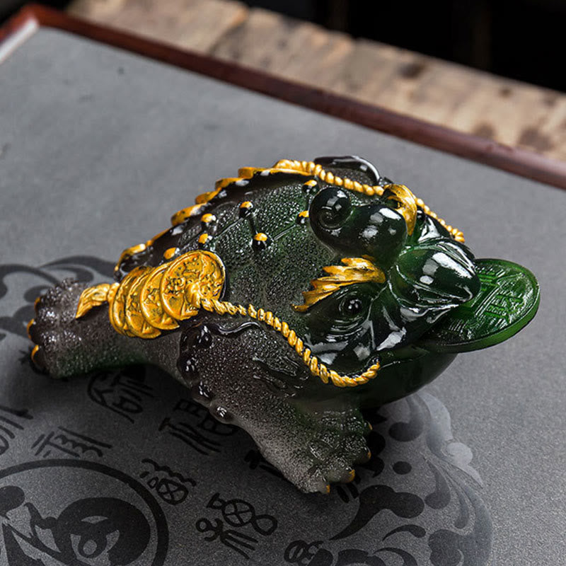 Figurine de grenouille Feng Shui changeante en résine pour animal de compagnie