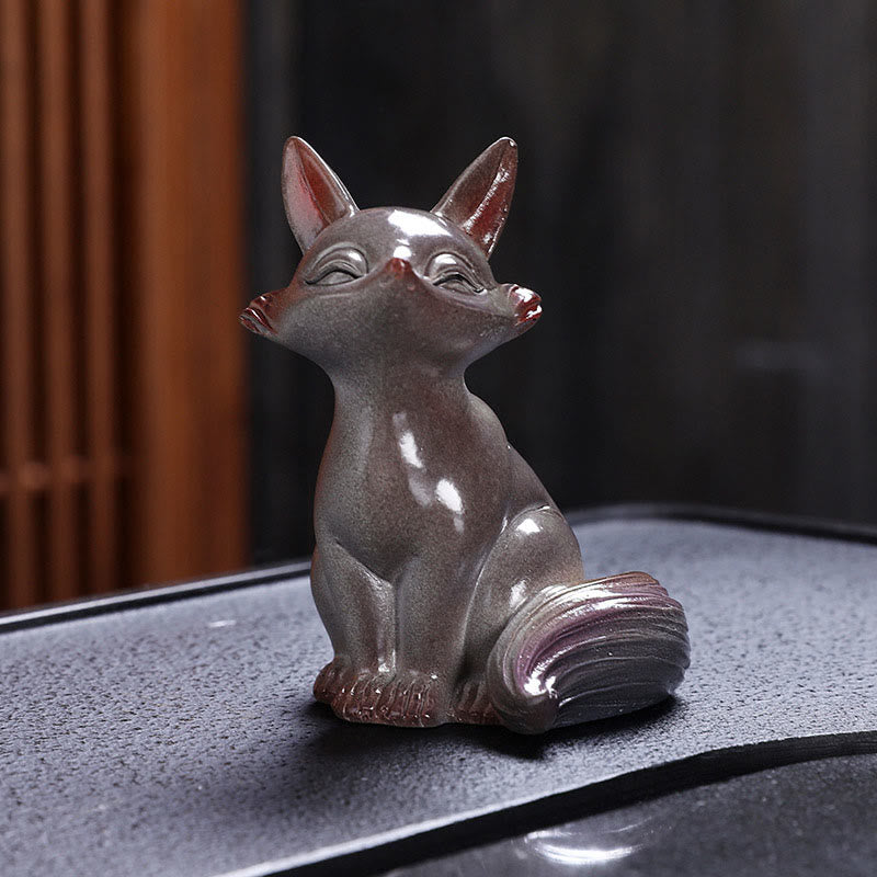 Figurine en résine représentant un renard changeant de couleur | Décoration Zen