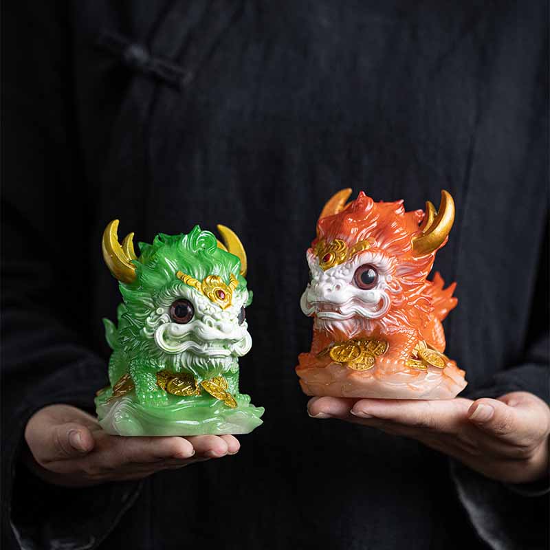 Statue spirituelle Kirin en résine aux couleurs changeantes | Décoration zen pour la maison