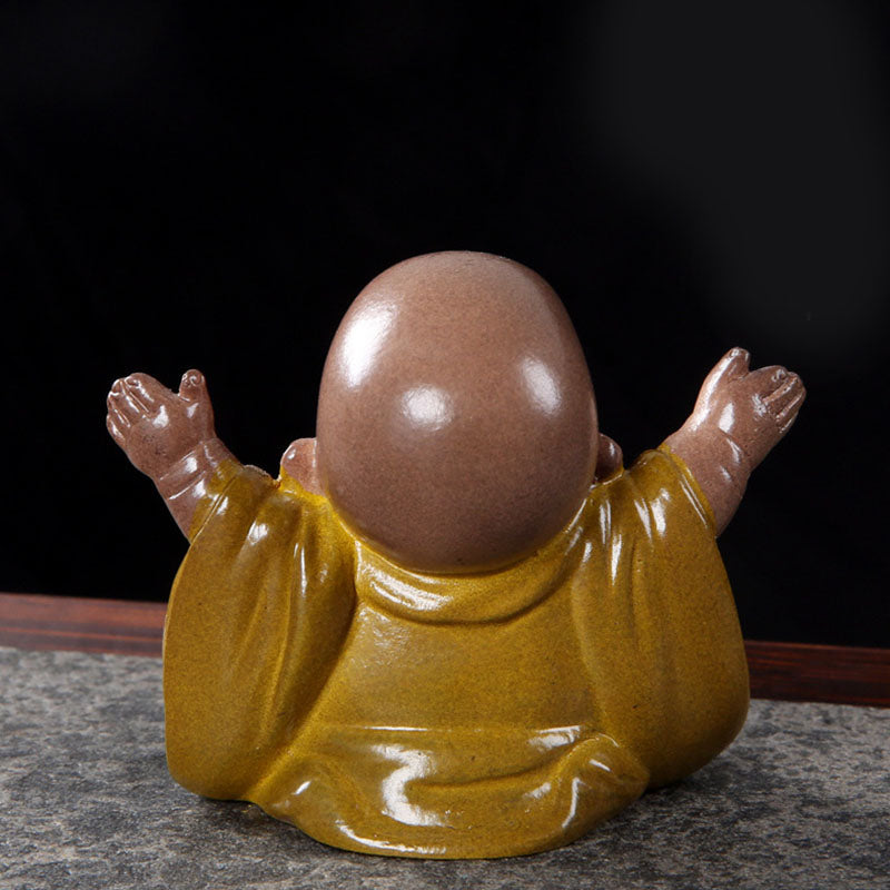 Théière en résine Bouddha rieur changeant de couleur