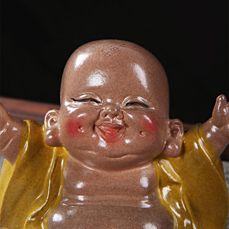 Théière en résine Bouddha rieur changeant de couleur