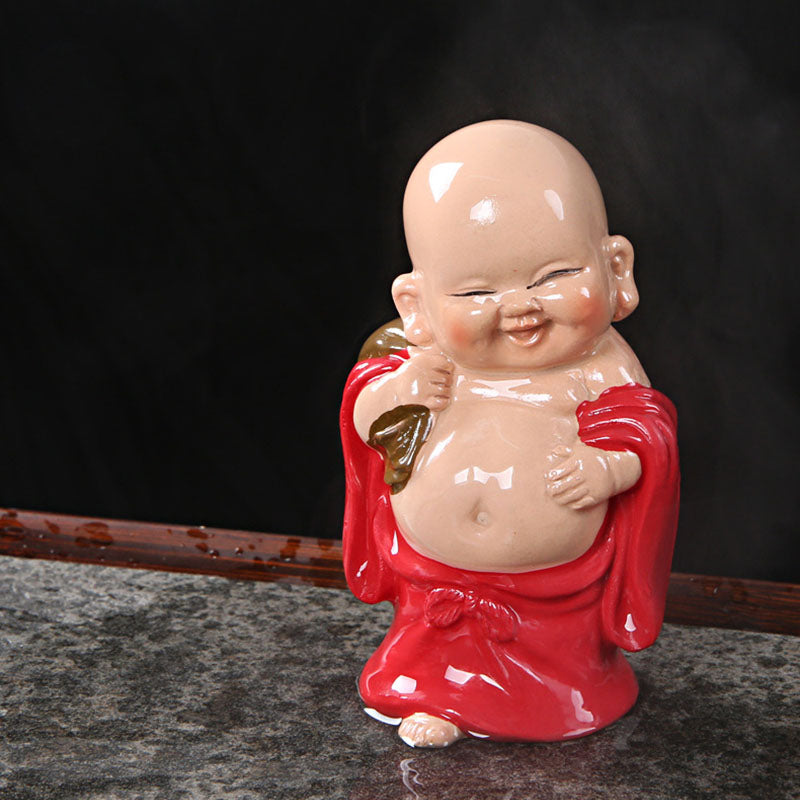 Théière en résine Bouddha rieur changeant de couleur