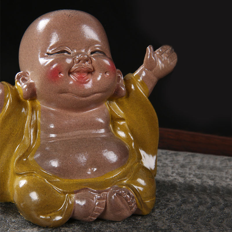 Théière en résine Bouddha rieur changeant de couleur