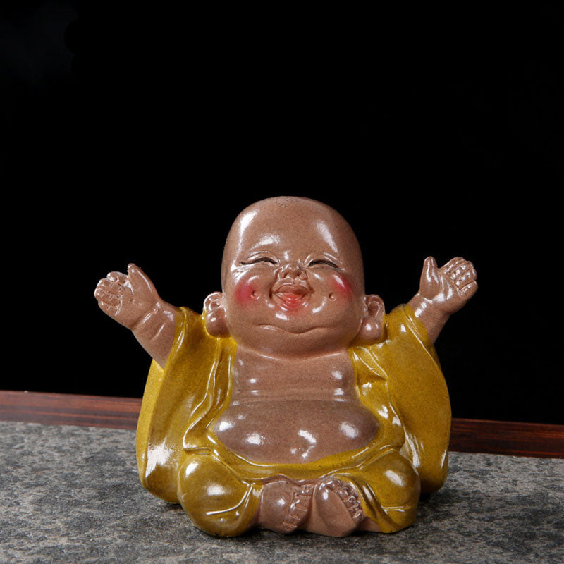 Théière en résine Bouddha rieur changeant de couleur