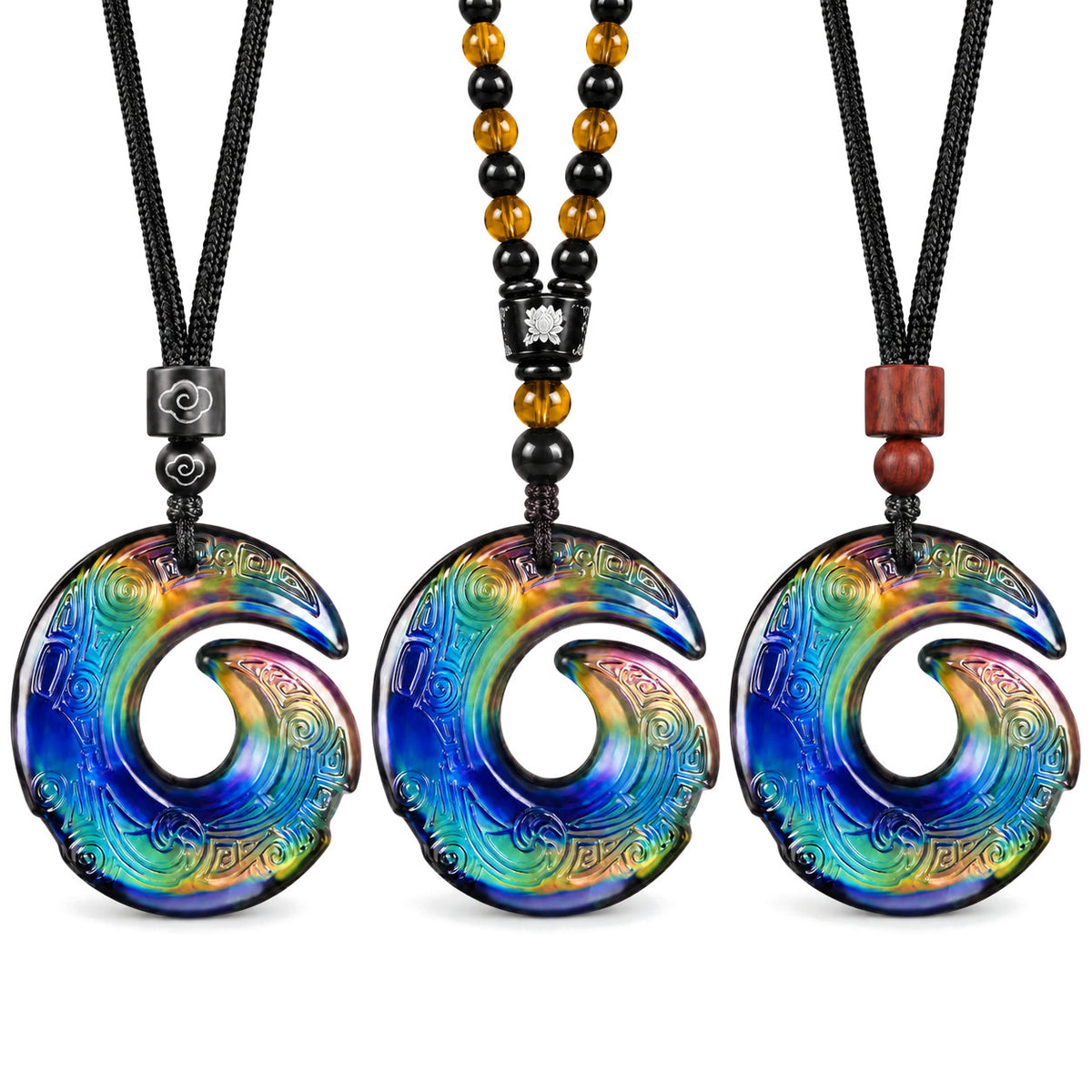 Color-Changing Liuli Crystal Necklace, every variant on a white background
