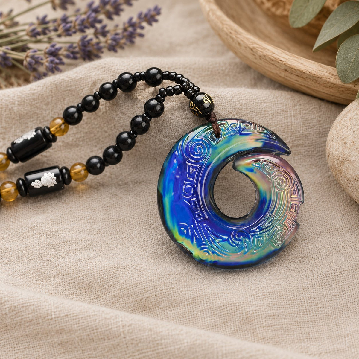 Color-Changing Liuli Crystal Necklace, beads-rope pendant