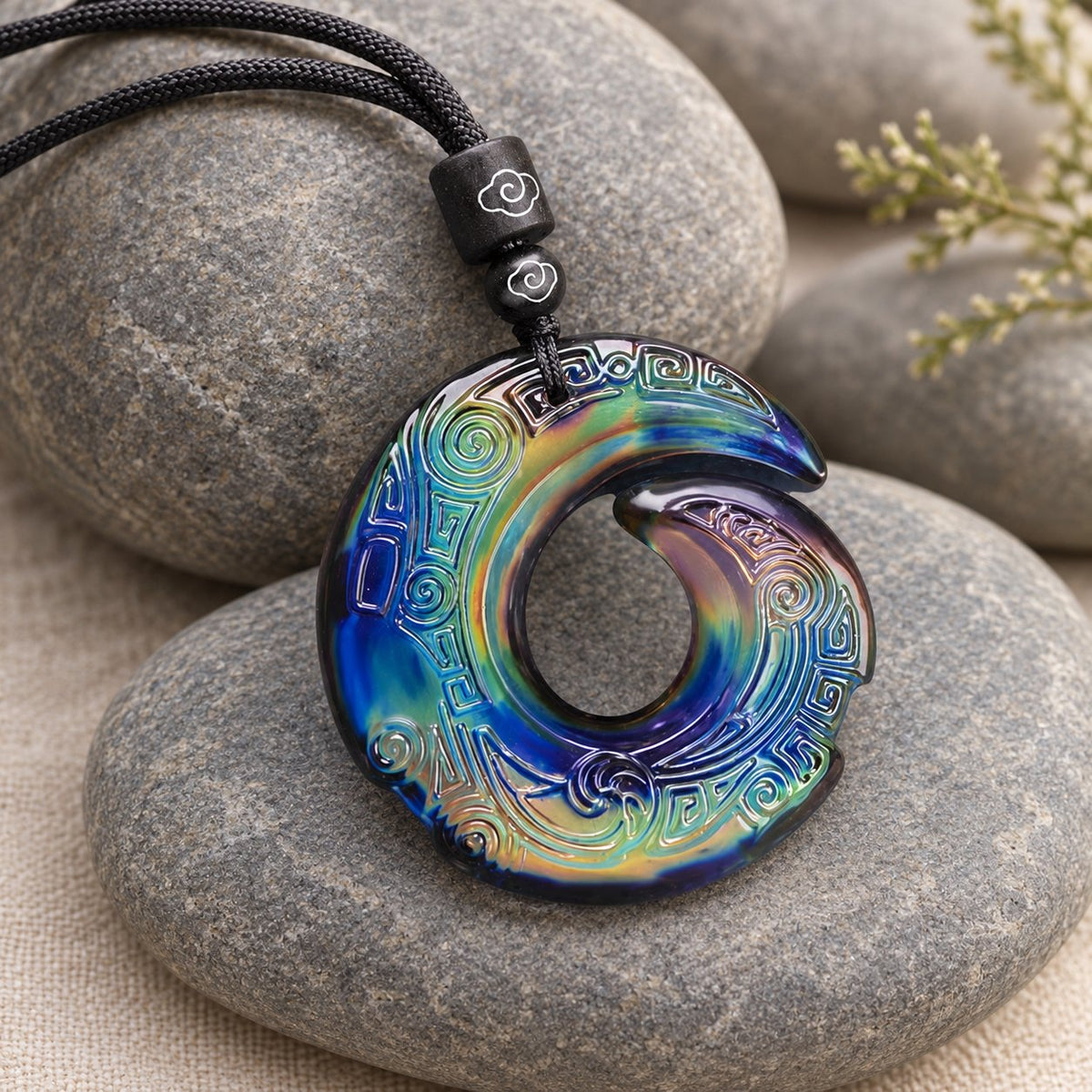 Color-Changing Liuli Crystal Necklace, cloud-rope pendant