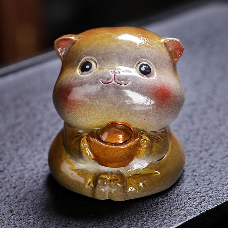 Figurine miniature chat changeant de couleur en résine | Décoration zen