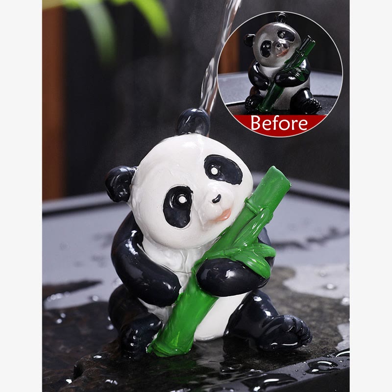 Figurine panda changeante en résine de bambou pour animal de compagnie
