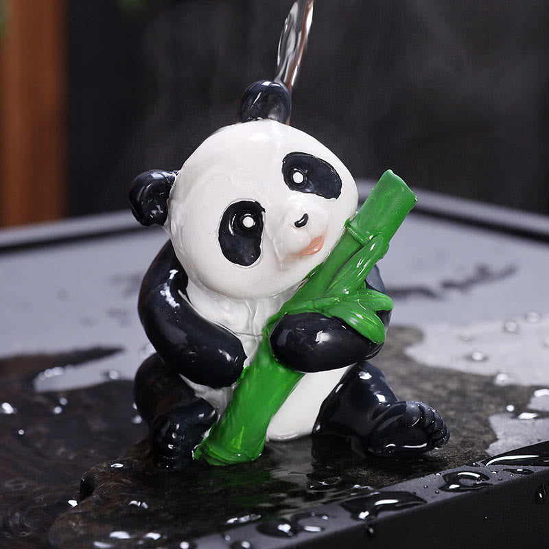Figurine panda changeante en résine de bambou pour animal de compagnie