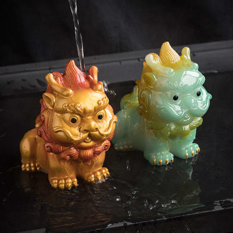 Figurine à thé PiXiu en résine changeante de couleur | Décoration d'intérieur zen