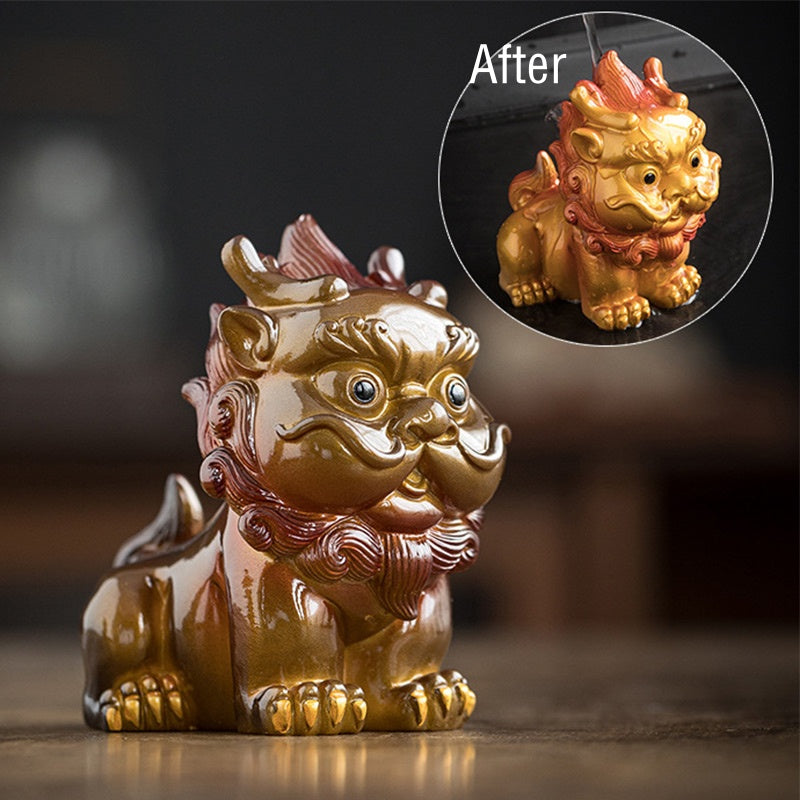 Figurine à thé PiXiu en résine changeante de couleur | Décoration d'intérieur zen