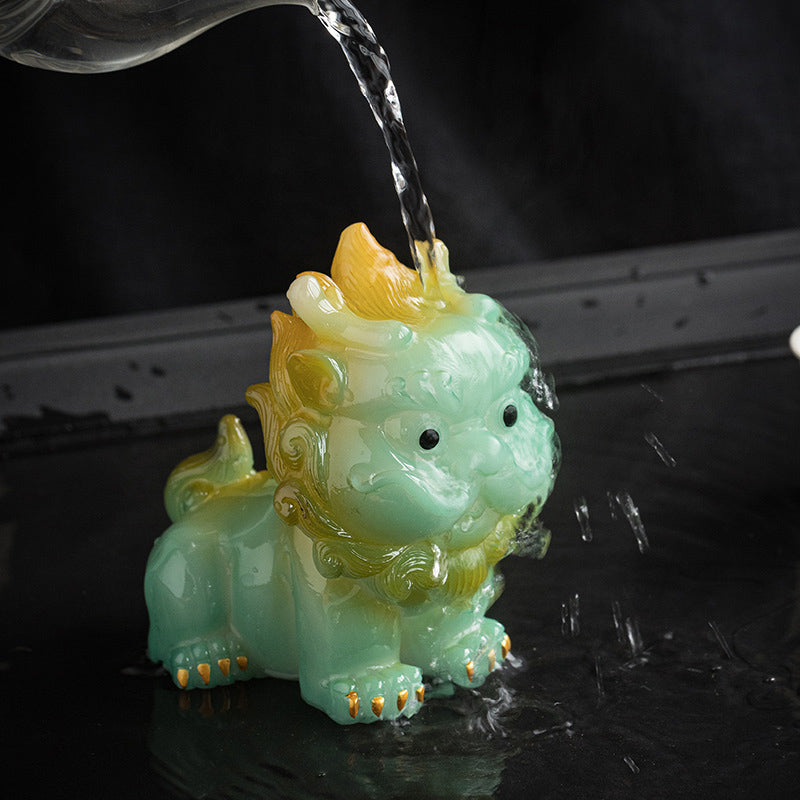 Figurine à thé PiXiu en résine changeante de couleur | Décoration d'intérieur zen