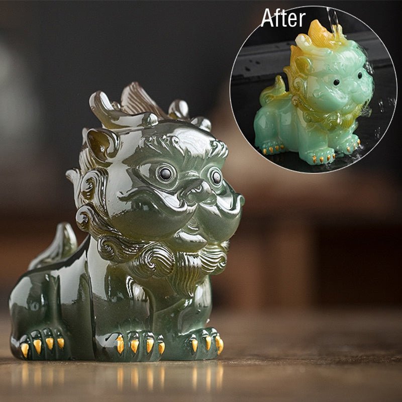 Figurine à thé PiXiu en résine changeante de couleur | Décoration d'intérieur zen