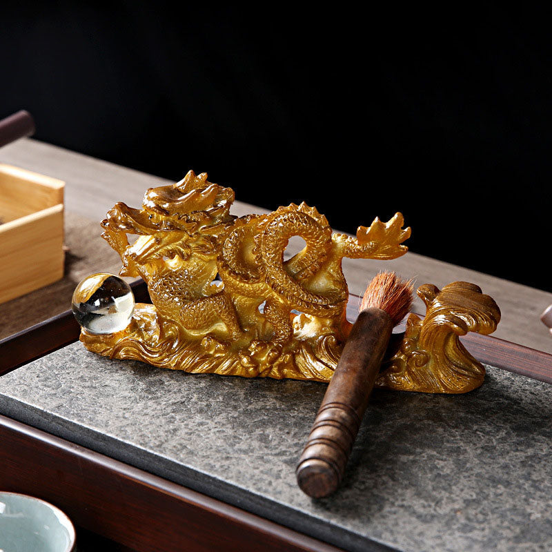 Figurine de dragon chinois en résine changeant de couleur pour la chance et le succès