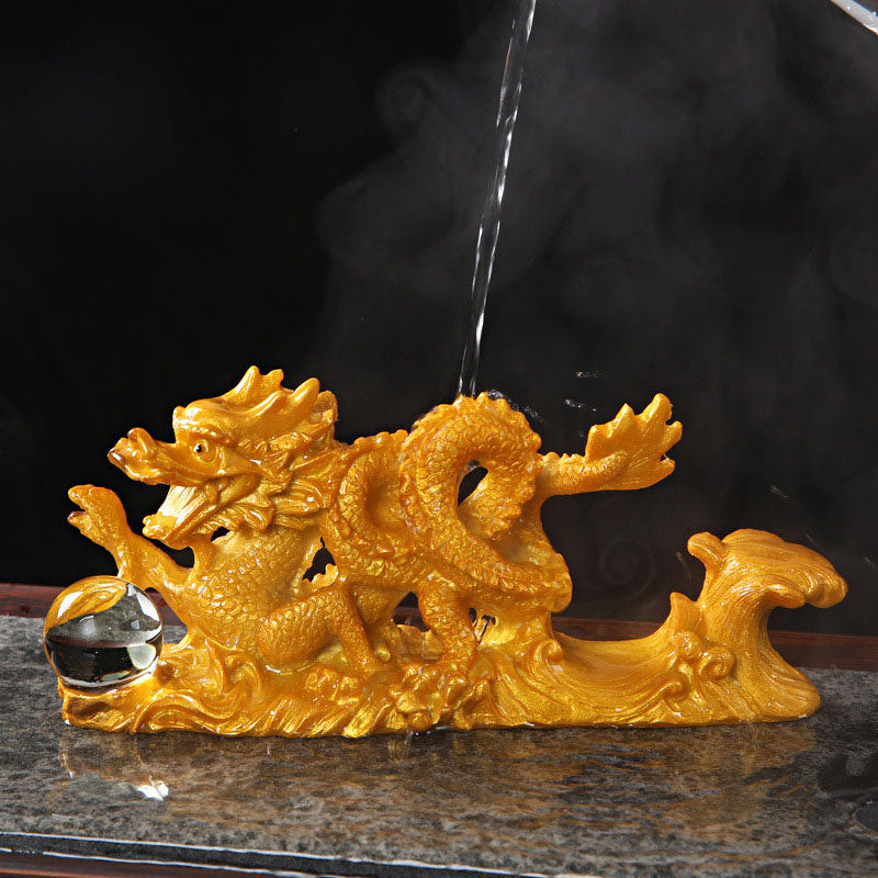 Figurine de dragon chinois en résine changeant de couleur pour la chance et le succès