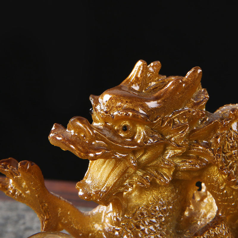 Figurine de dragon chinois en résine changeant de couleur pour la chance et le succès