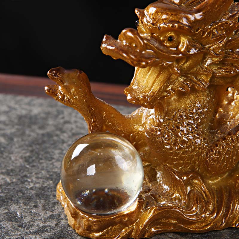 Figurine de dragon chinois en résine changeant de couleur pour la chance et le succès