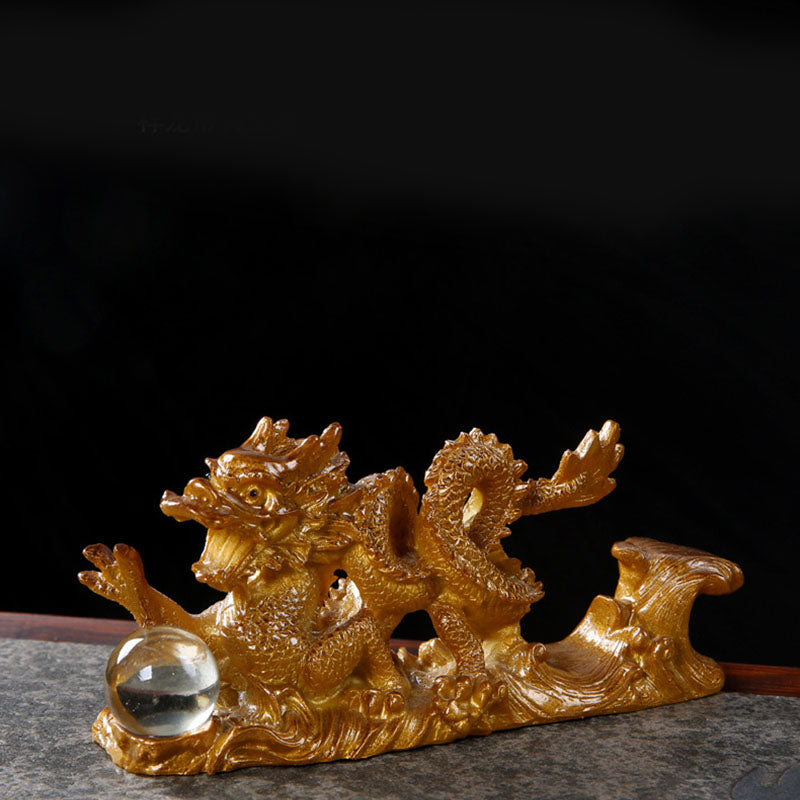 Figurine de dragon chinois en résine changeant de couleur pour la chance et le succès