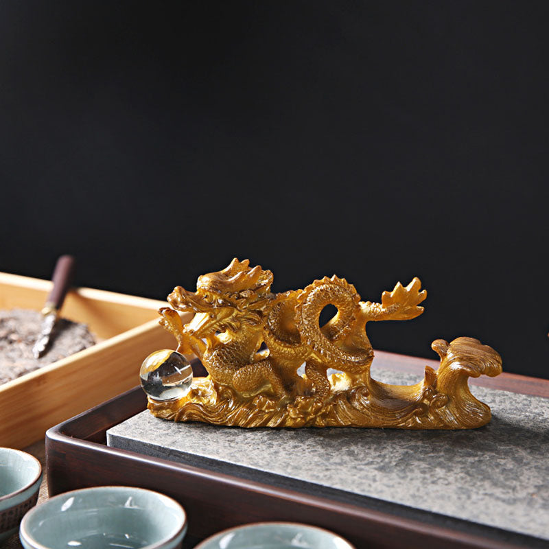Figurine de dragon chinois en résine changeant de couleur pour la chance et le succès
