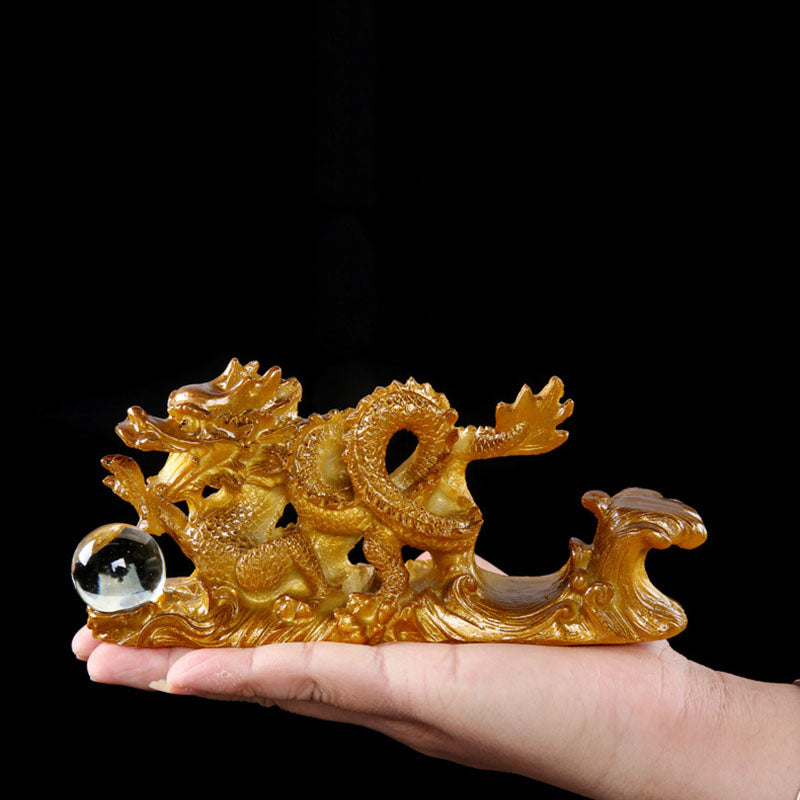 Figurine de dragon chinois en résine changeant de couleur pour la chance et le succès