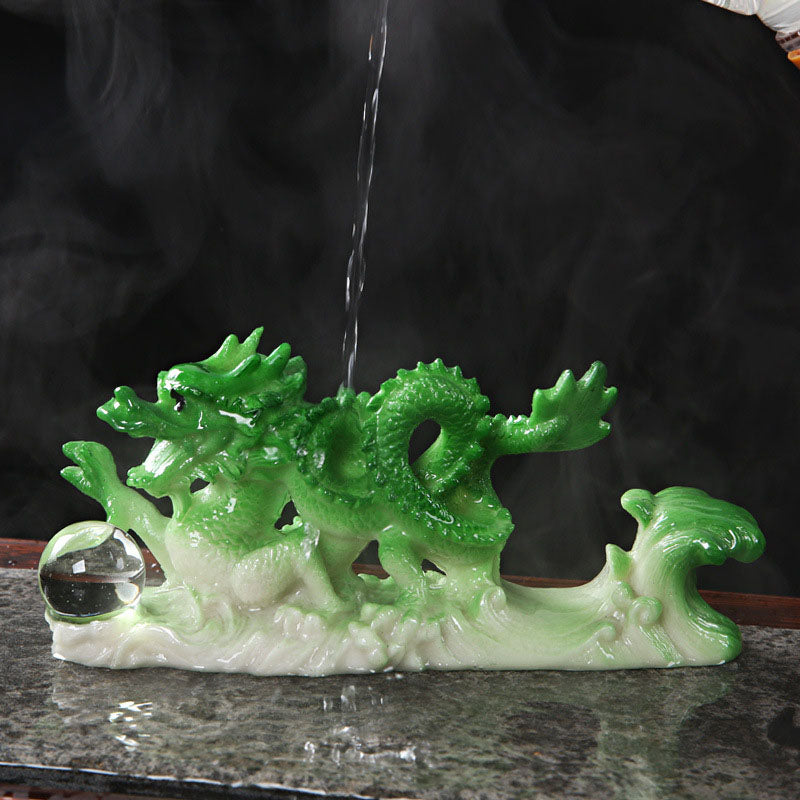 Figurine de dragon chinois en résine changeant de couleur pour la chance et le succès