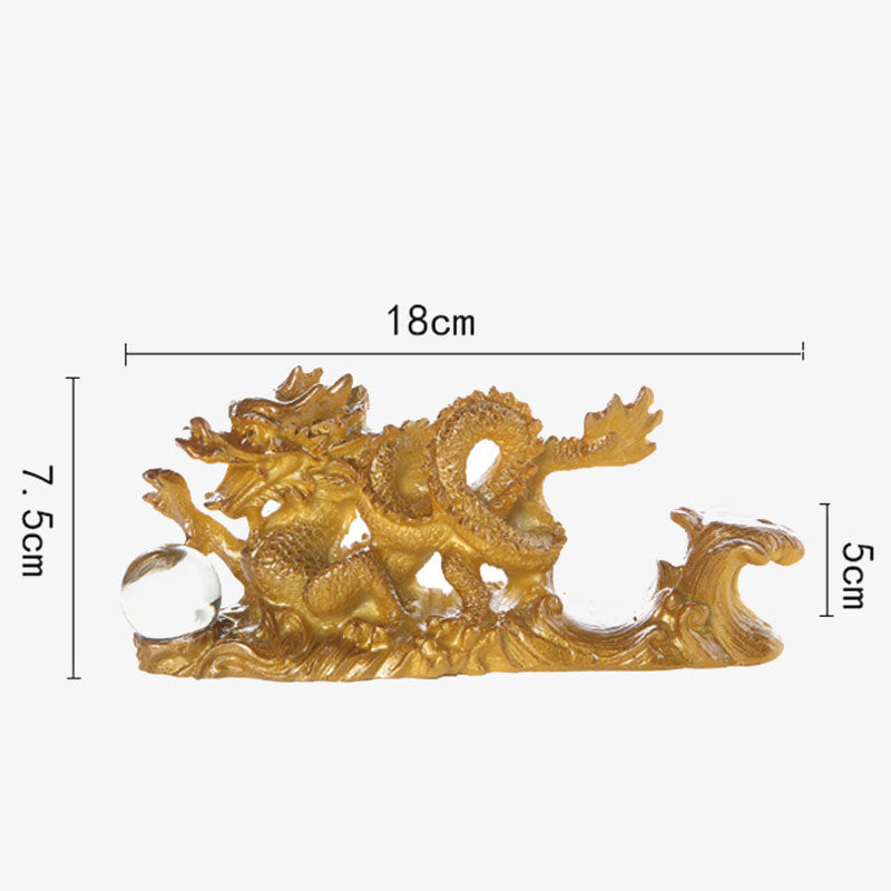 Figurine de dragon chinois en résine changeant de couleur pour la chance et le succès
