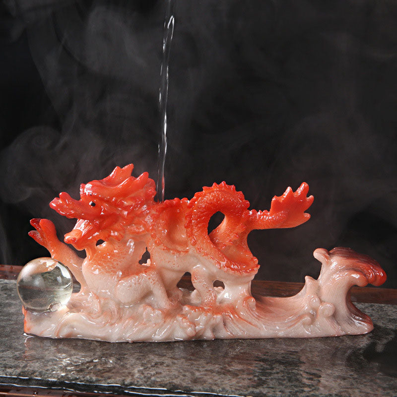 Figurine de dragon chinois en résine changeant de couleur pour la chance et le succès