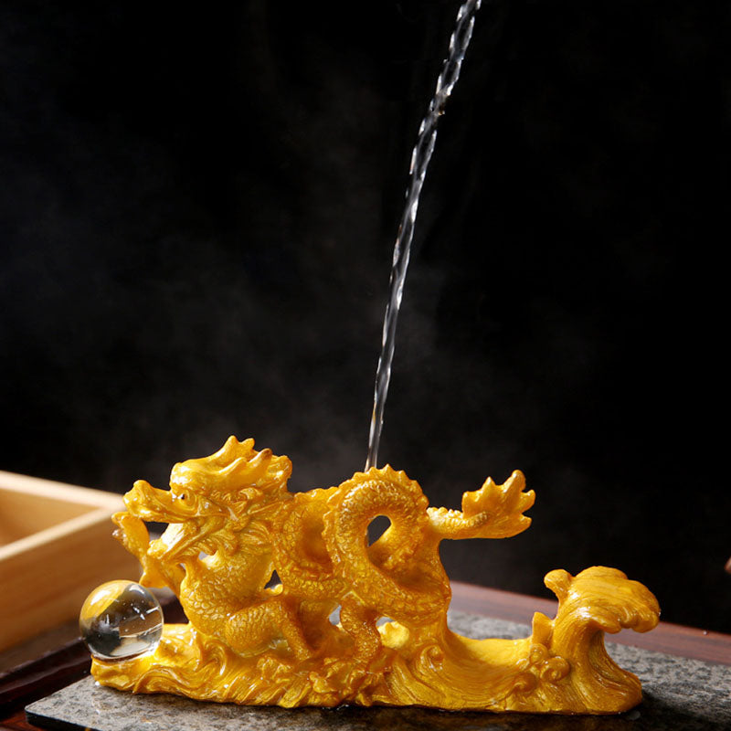 Figurine de dragon chinois en résine changeant de couleur pour la chance et le succès