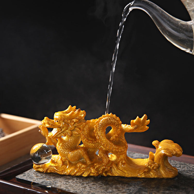 Figurine de dragon chinois en résine changeant de couleur pour la chance et le succès