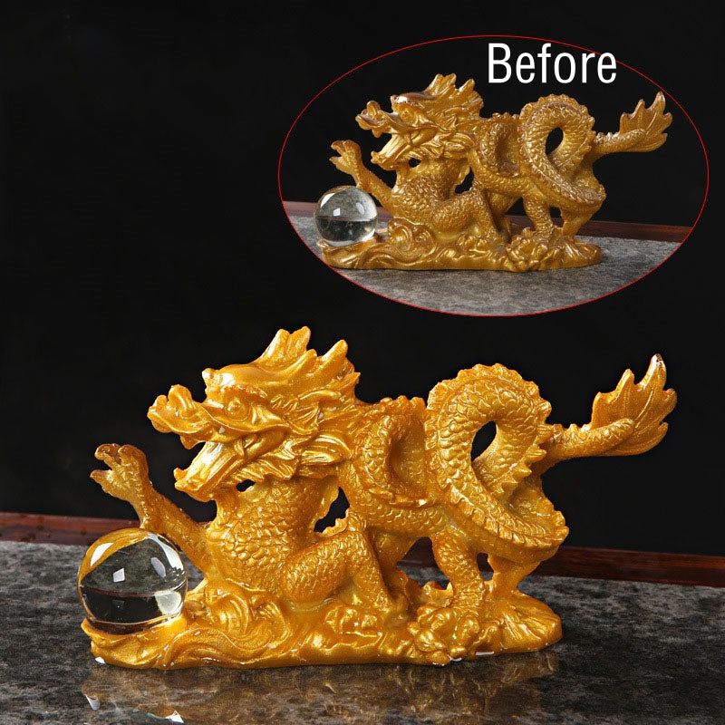 Figurine de dragon chinois en résine changeant de couleur pour la chance et le succès