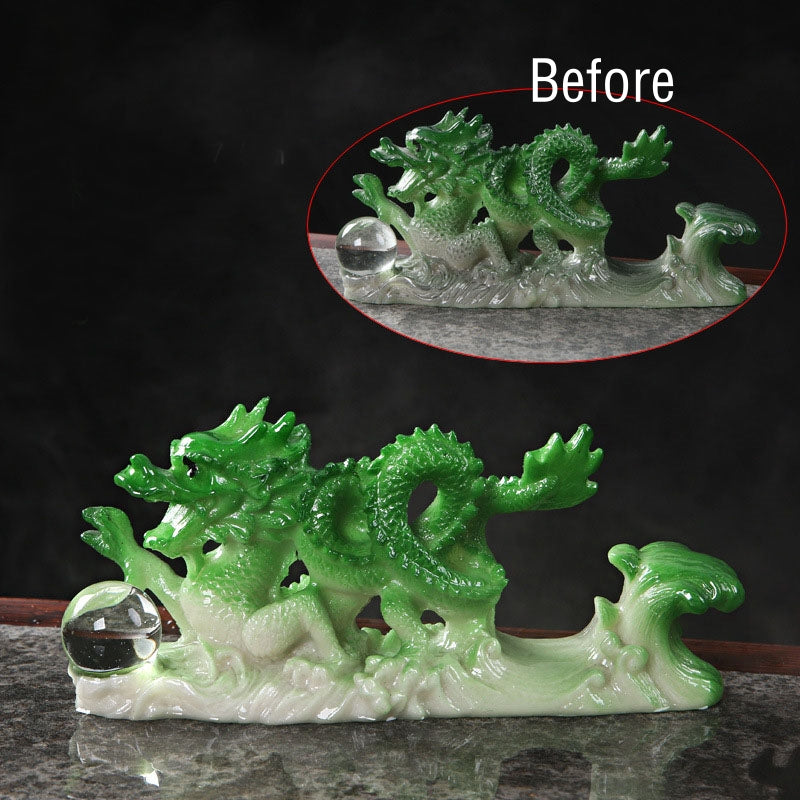 Figurine de dragon chinois en résine changeant de couleur pour la chance et le succès