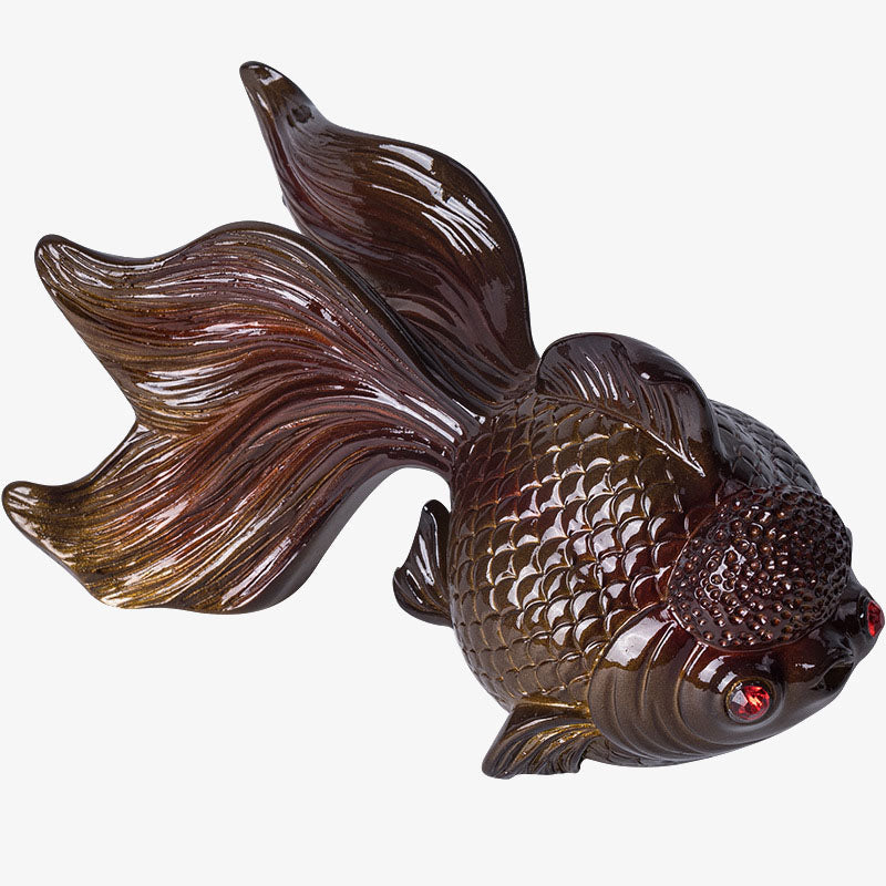 Figurine de poisson koï en résine changeant de couleur pour la richesse et la chance