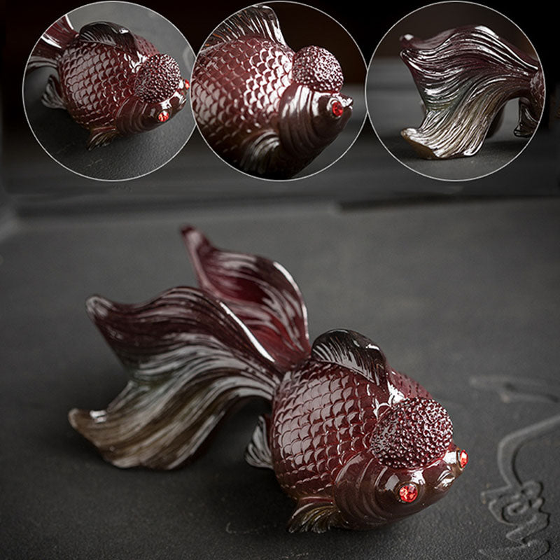 Figurine de poisson koï en résine changeant de couleur pour la richesse et la chance