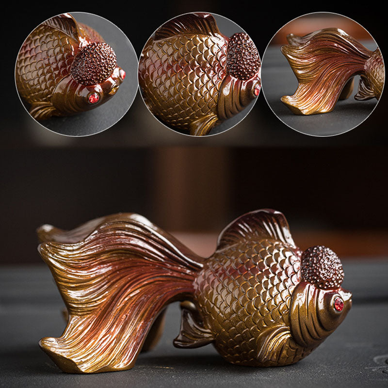 Figurine de poisson koï en résine changeant de couleur pour la richesse et la chance