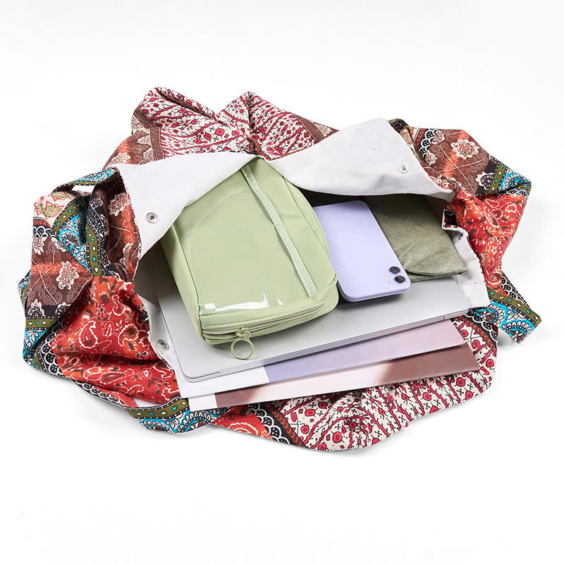 Sac à bandoulière en coton à rayures colorées pour les essentiels du yoga