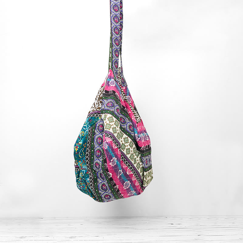 Sac à bandoulière en coton à rayures colorées pour les essentiels du yoga