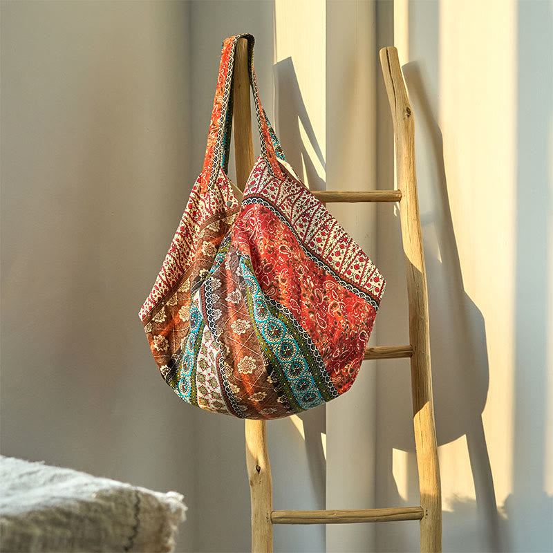 Sac à bandoulière en coton à rayures colorées pour les essentiels du yoga