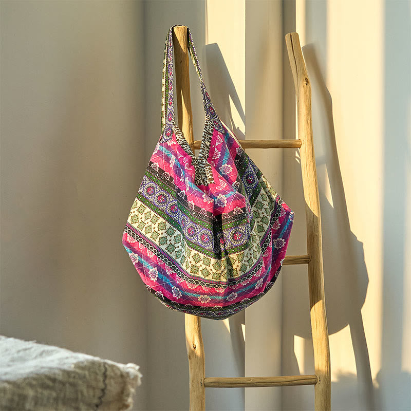 Sac à bandoulière en coton à rayures colorées pour les essentiels du yoga