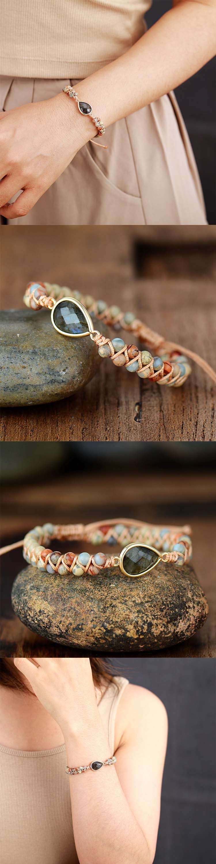 Bracelet de protection en pierres précieuses colorées de Bohème