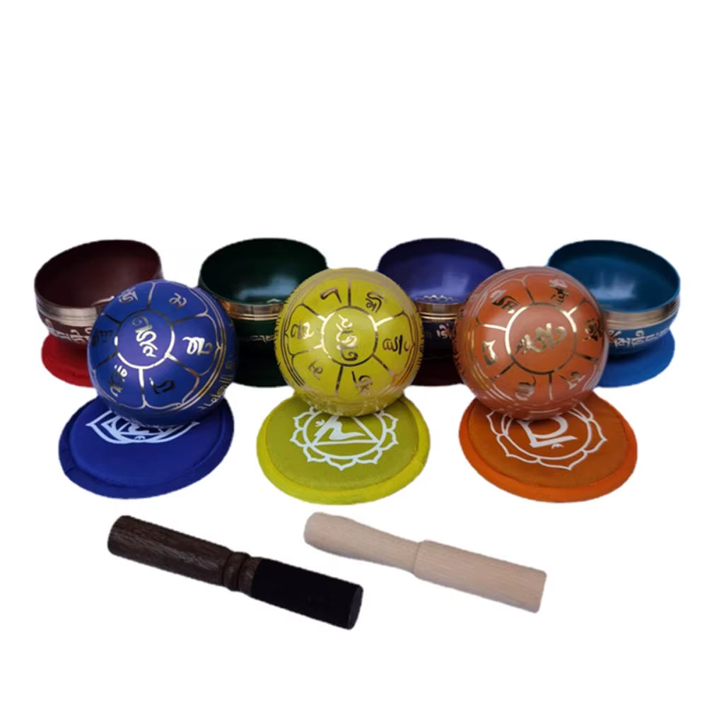 8Cm Colorful Nepal Singing Bowl Brass Buddhist Tibetan Bowls Chakras Yoga Meditation Mindfulness Handmade Sound Bowl Accessories