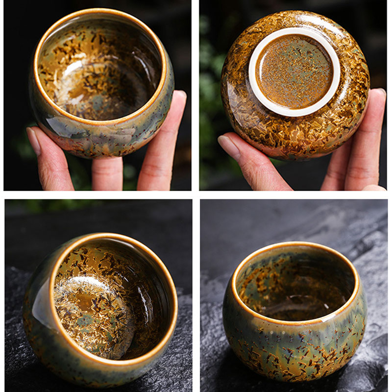 Tasse à thé chinoise en céramique marron colorée, taille 210 ml