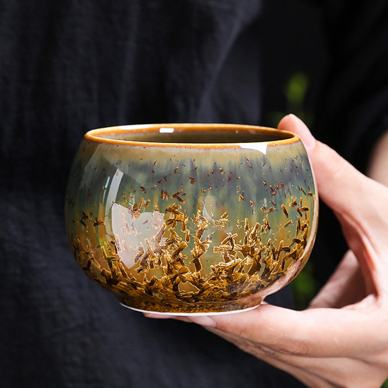 Tasse à thé chinoise en céramique marron colorée, taille 210 ml