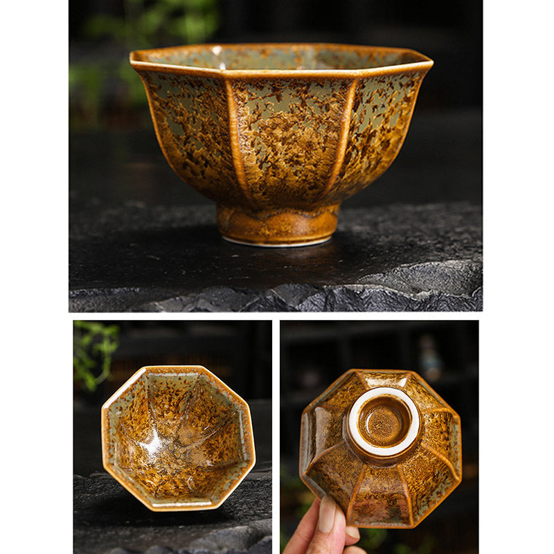 Tasse à thé chinoise en céramique marron colorée, taille 210 ml