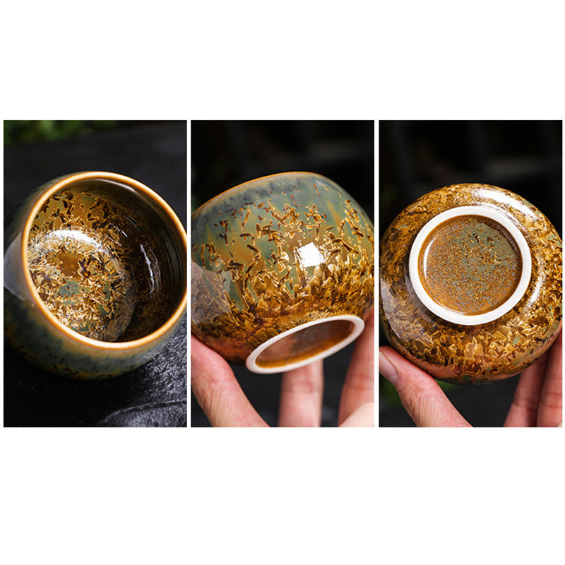 Tasse à thé chinoise en céramique marron colorée, taille 210 ml